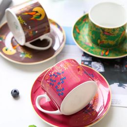 Cups Saucers 250ml Bone Porcelain Coffee Cup Dish Funny Fashion Bird Design Large Capacity Office Set