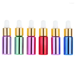 Storage Bottles 50pcs 5ml Mini Essential Oil Vials Gold Silver Ring Whit Rubber Top Cosmetic Refillable Empty Glass Dropper Small Sample