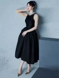 2023 Women's Dress Vietnamese Designer Summer Commuter Bubble Sleeve Cotton Sling Short Sleeve Mid length Dress Women's Dress