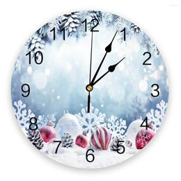 Wall Clocks Christmas Snow Snowflakes Leaves Pine Cones Decoration Clock Modern Design Living Room Decor Watch Home