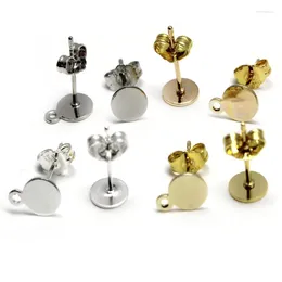 Stud Earrings Real Gold 18k 925 Sterling Silver Plated Earring Needle Post Flat Base Pins 3 4 5 6 8mm Cabochon Settings DIY