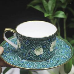 Cups Saucers European High-end Bone China Coffee Cup Dish Set Home Vintage Old Tea Black Tableware Mugs Gift Box Green