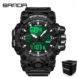 Wristwatches SANDA 6126 Men Watches Outdoor Sport Watch LED Digital Waterproof Casual Military Male Clock Relogios Masculino Wristwatch Man