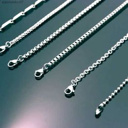 Pendant Necklaces 50 60 70 80cm Silver Mens Dragon Box Pearl Snake Long Stainless Steel Necklace Chain for Pendant Womens Jewelry AccessoriesL2404