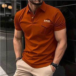 Men's T-Shirts Europe And United States New Mens Short-slved Polo Shirt Pocket Breathable Sweat Absorption Sports High-quality Polo Shirt T240401