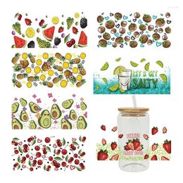 Window Stickers UV DTF Transfer Sticker Fruit Themed For The 16oz Libbey Glasses Wraps Cup Can DIY Waterproof Easy To Use Custom Decals