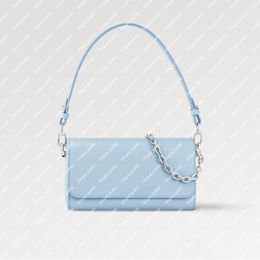 Explosion hot Women's Twist West M24566 handbag Candy Blue elegant elongated cool new perspective modern hues beautifully crafted lock chain cowhide leather