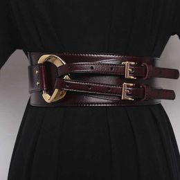 Belts Fashion Wide Cowskin Cummerbund Womens Cummerbunds genuine leather belt used for dress decoration belt jacket accessories Q240401
