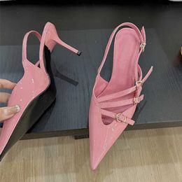 Dress Shoes Spring Fashion Design More Buckle Strap Pumps Women Office Shoes Cosy Toe Party Prom Low Thin Heels les Sandals H240401