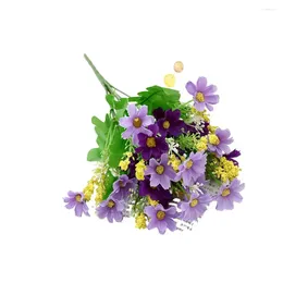 Decorative Flowers Artificial Vibrant Wildflower Bouquets For Home Decor 6 Bundles Of Colourful Simulated Silk Shrubs