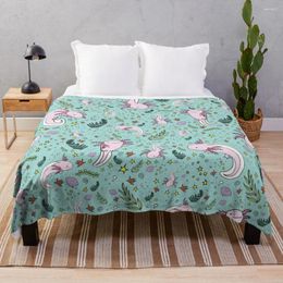 Blankets Axolotl Throw Blanket Thermal For Travel Sofa Beautiful