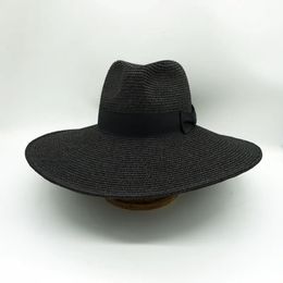 White Panama Hats Black Summer for Women Straw Fedora Church Hat Ladies 125cm Wide Brim Beach Outdoor Holiday SunHat 240320