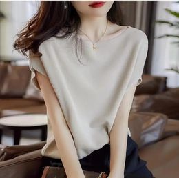 Women's T Shirts Summer Loose T-shirt Bat Sleeve Knit Sweater