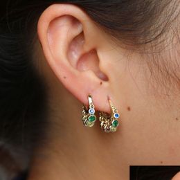 Dangle Chandelier Fashion Gold Plated Earring For Women Girl Gift With Rainbow Colorf Cz Drop Charm Round Dots Geometric Elegance Ador Dh823