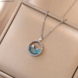 Pendant Necklaces Beautiful and fashionable life with you meaningful Rhinestone whale pendant necklace suitable for women perfect holiday giftL2404