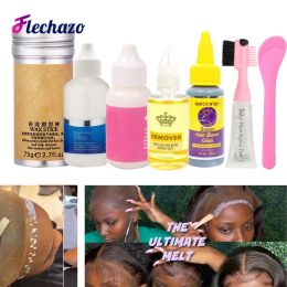 Adhesives Flechazo Strong Hold Waterproof Lace Glue And Remover For Hair Invisible Hair Bond Glue Hair Wax Stick For Hairpiece Replacement