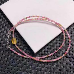 Link Bracelets 2.2MM Natural Tourmaline Collarbone Chain Necklace Women Fashion Sweet Reiki Healing Energy Strand Girls Jewellery Gift 1PCS