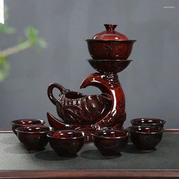 Teaware Sets Lazy Person Tea Maker Set With Rotating Teapot And Automatic Dispenser A Making Tool