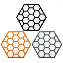 Table Mats Quick Drying Diatomaceous Earth Dish Mat With Silicone Case Non-Slip Draining Hexagonal Drainage For Household