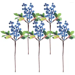 Decorative Flowers 5Pcs Artificial Berry Stems Christmas Picks Holly Berries Branches