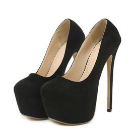 Dress Shoes 2024 Spring Autumn Women Platform Pumps Black Round Toe Buckle Strap 17CM Super High Heels Pole Dance Shoes Stiletto jer H240401QPLZ