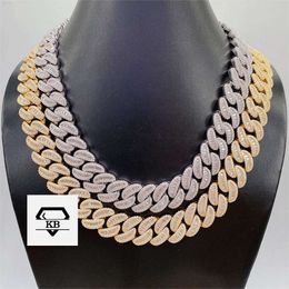 Hip Hop Jewellery 925 Sterling Silver 15mm Baguette Cut Diamond Luxury Moissanite Cuban Link Chain