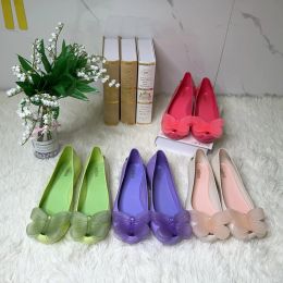 Flats Melissa New Stock Butterfly Women's Jelly Shoes Autumn Adult Girls Fish Mouth Single Shoes Ladies Fashion Flat Shoes 3540