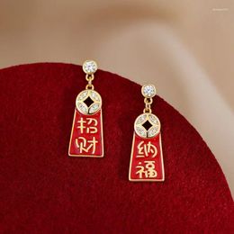 Stud Earrings Red Festive Women's 's Birthday Fu Character Year Gift For Girlfriend