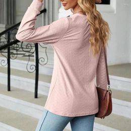 Women's Blouses Women Long-sleeved Blouse Stylish V Neck Applique Pullover Soft Breathable Casual Mid Length T-shirt For Fall/spring