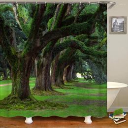 Shower Curtains 3D Printing Forest Big Tree Bathroom Curtain Natural Landscape Home Decoration Waterproof Bath With Hook