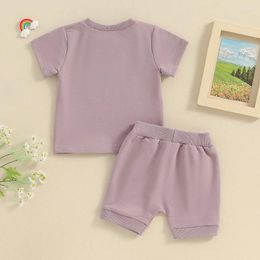 Clothing Sets Baby Girls Summer Clothes Shorts Set Short Sleeve Letters Print T-shirt With Elastic Waist 2 Piece Outfit