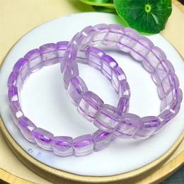 Link Bracelets Natural Lavender Amethyst Bangle Gemstone Round Bead Crystal Healing Fengshui Bracelet Jewellery Gift 1PCS 10x15MM