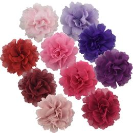 30PCS 4 Inch Large Fabric Chiffon Flowers With Hair Clip Kids Girls Floral Hairpins DIY Baby Headband Apparel Accessories TH245 240328