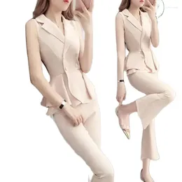 Women's Two Piece Pants Wide Leg Suit Women Summer Business Attire Socialite Small Fragrance Fashion Temperament Top Trousers Two-Piece Set