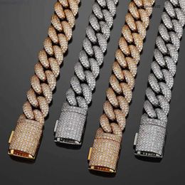 Super September 14mm 18mm 2 Rows Vvs Diamond Sterling Sier Hand Setting Moissanite Cuban Link Chain Bracelet
