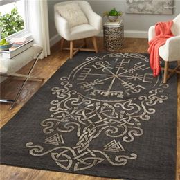 Carpets Viking Tattoo 3D Printed Carpet Mat For Living Room Doormat Flannel Print Bedroom Non-slip Floor Rug 02