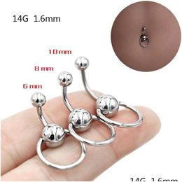 Navel Bell Button Rings Stainless Steel Sexy Navel Rings Sier Ball Circar Belly Button Ring Simple Body Piercing Jewelry 6Mm/8Mm/10M Otnqn