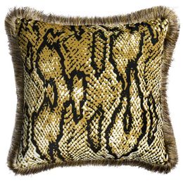 Pillow Yellow Pillows Luxury Gold Case Snake Print Decorative Cover For Sofa 45x45CM Warm Home Decorations