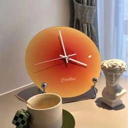 Wall Clocks 11.8 Inch Nordic INS Sunset Clock Modern Light Luxury Home Decoration Living Room Bedroom Creative Simple Mute Glass