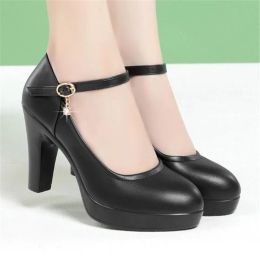 Pumps Block Heel Platform Pumps Spring Autumn Women Shoes 2023 Women Strap High Heels Shoes Ladies Elegant Black Office Shoes