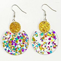 Dangle Earrings Simple Geometric Sequin Transparent And Shiny Colourful Hanging Acrylic Christmas Jewellery Gift