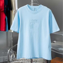 LU Luo Jia Correct High Version 24S New Classic Embroidered Baby Blue Cotton Short T-shirt Mens and Womens Fashion Trend