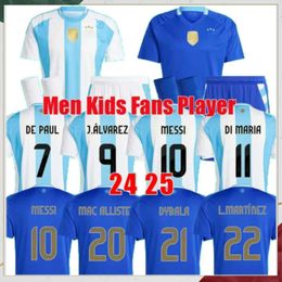 Player Fans Argentina Soccer Jerseys 2024 2025 E.FERNANDEZ J.AAREZ MARTINEZ DYBALA DI MARIA DE PAUL ALLISTER E.MARTINEZ 24 25 Football Men Kids Shirt 4XL