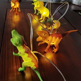 LED Strings Dinosaur Light String Amusement Park Childrens Room Decoration Enamel Cartoon Animal Christmas Day YQ240401