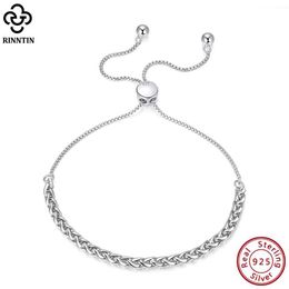 Chain Rintin 925 Sterling Silver Italian Handmade 3mm Adjustable Chopin Chain Bracelet Womens Fashion Bracelet Exquisite Jewellery SB126 Q240401