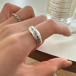 Cluster Rings VENTFILLE 925 Sterling Silver Letter Wide Design Irregular For Women Girl INS Adjustable Jewelry Party Gifts Drop