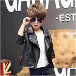 Jackets Brand Fashion Classic Girls Boys Black Motorcycle Leather Child Coat For Spring Autumn 2-14 Years 240329 Drop Delivery Baby Ki Ot9Hf