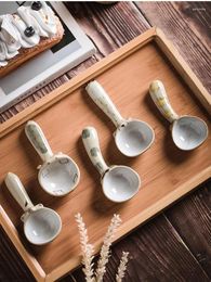 Spoons Handmade Ceramic Hippopotamus Small Spoon Cute Animal Soup Ice Cream Jingdezhen