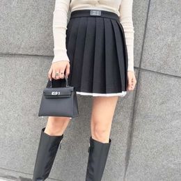 Luxury skirts Black fashion womens designer clothing pleated half-body skirt female early spring new high-waisted show high ageing small people with short skirts