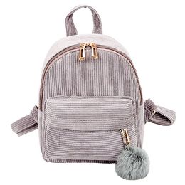 Designer Bag Halloween Lanboli Book Hot Sale-Women Hairball Student Corduroy School Backpack Girl Satchel Travel For Shoulder B Ctcga